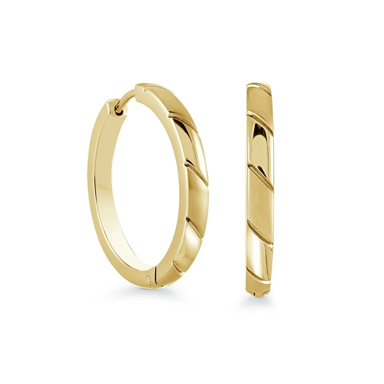 25mm Brushed-Polished Huggie Earrings | Italgem Steel