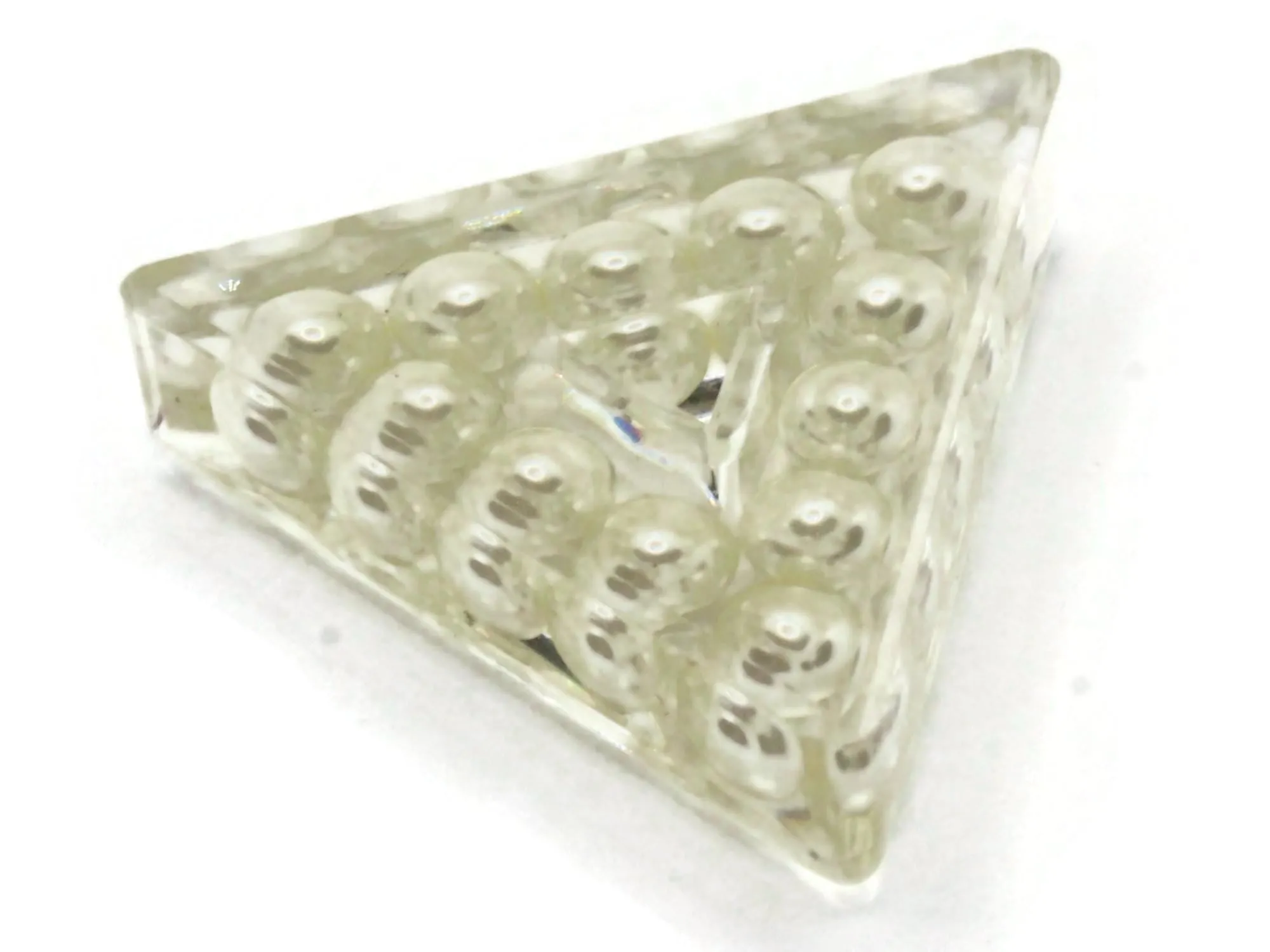 28mm White Pearl Filled Clear Triangle Resin Pendants