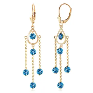 3 Carat 14K Solid Yellow Gold Gilded Age Blue Topaz Earrings