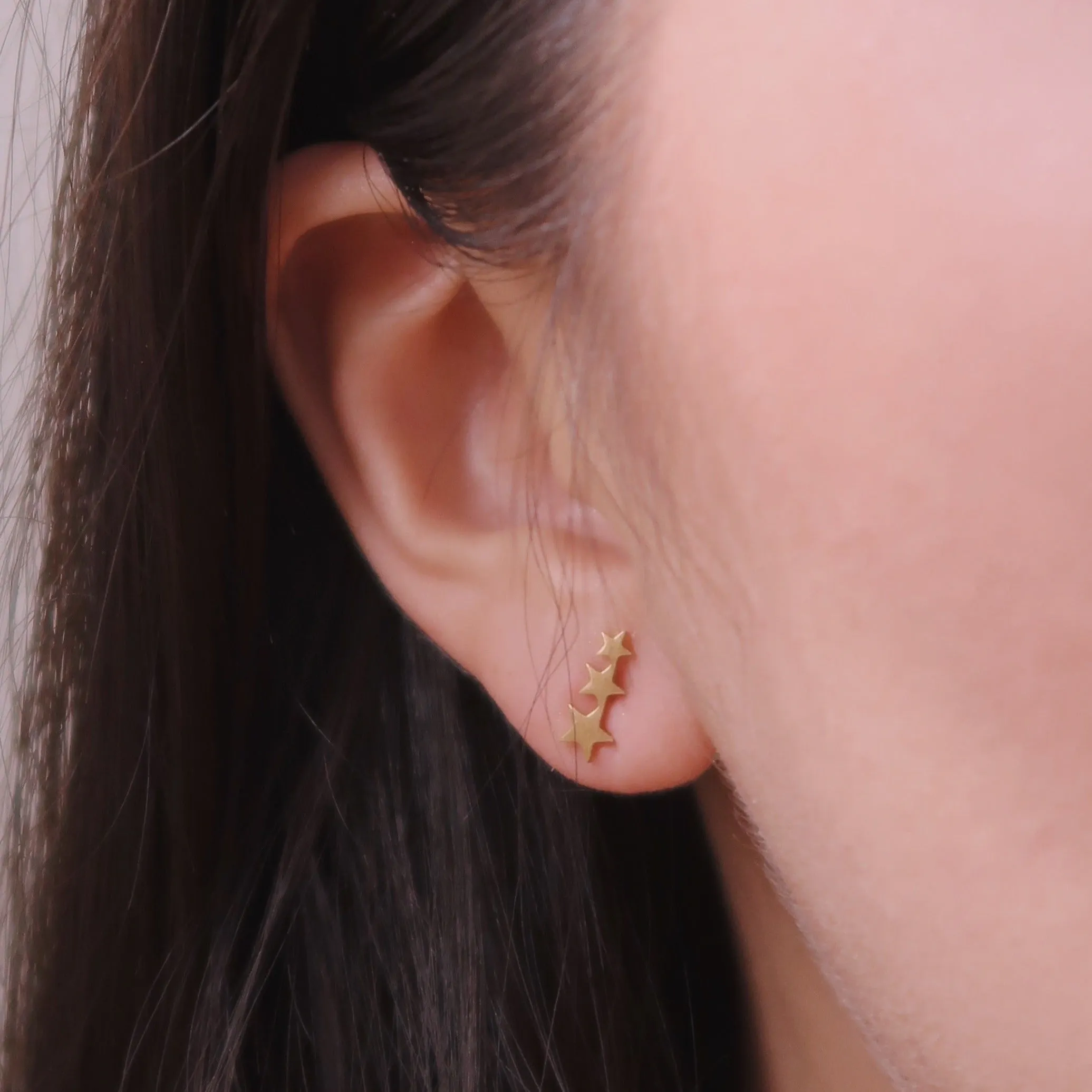 3-Star Stud Earrings