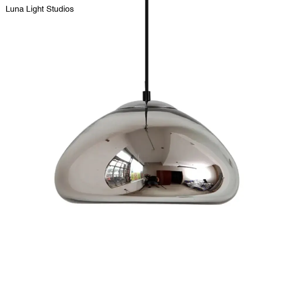 7"/12" Doublewalled Pendant Lighting Postmodern Glass Suspension Lamp - Silver/Gold/Bronze