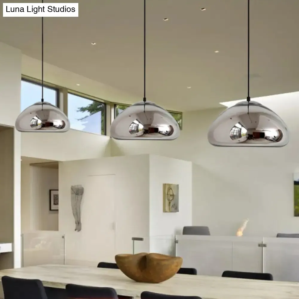 7"/12" Doublewalled Pendant Lighting Postmodern Glass Suspension Lamp - Silver/Gold/Bronze