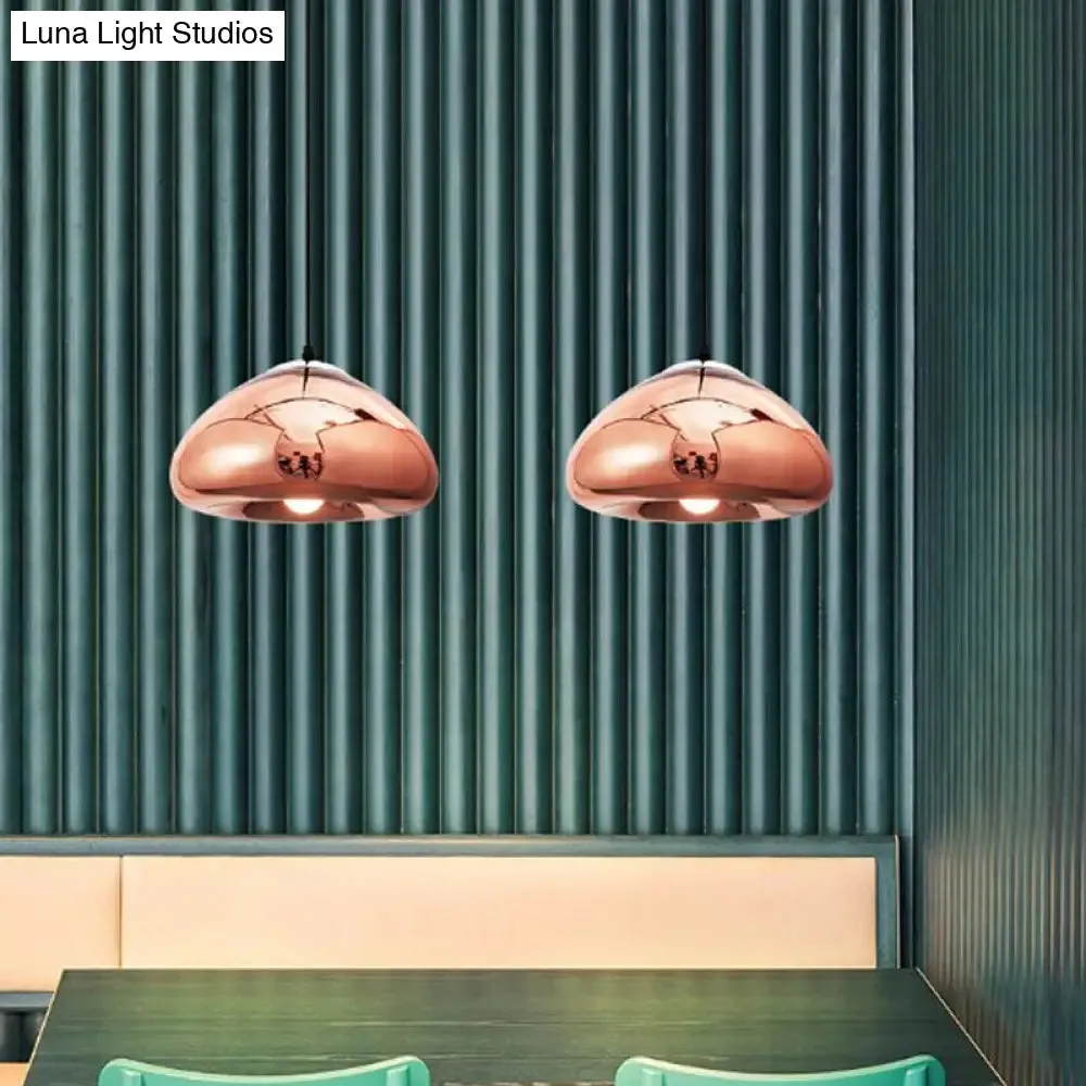 7"/12" Doublewalled Pendant Lighting Postmodern Glass Suspension Lamp - Silver/Gold/Bronze