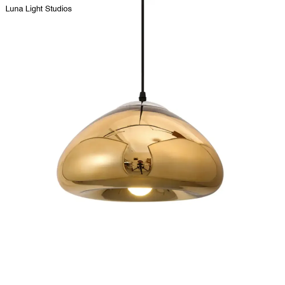7"/12" Doublewalled Pendant Lighting Postmodern Glass Suspension Lamp - Silver/Gold/Bronze