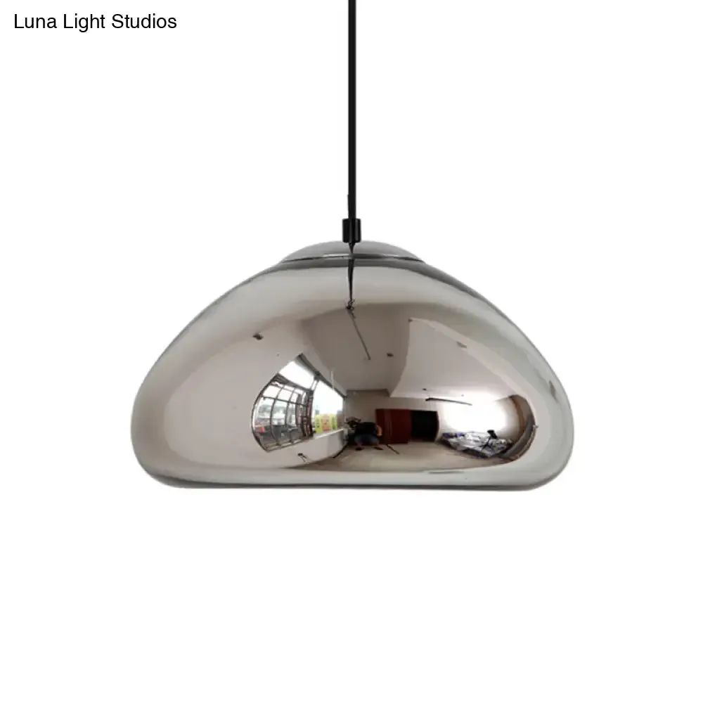 7"/12" Doublewalled Pendant Lighting Postmodern Glass Suspension Lamp - Silver/Gold/Bronze