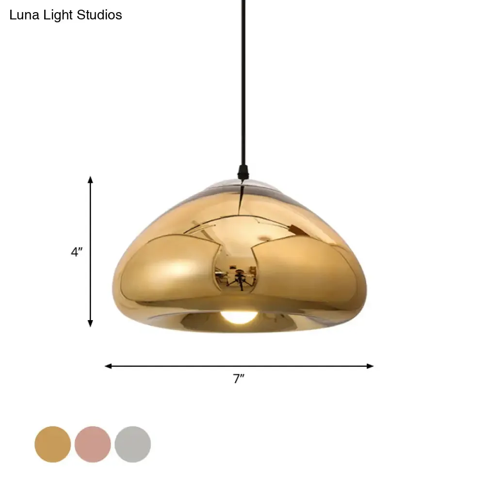 7"/12" Doublewalled Pendant Lighting Postmodern Glass Suspension Lamp - Silver/Gold/Bronze