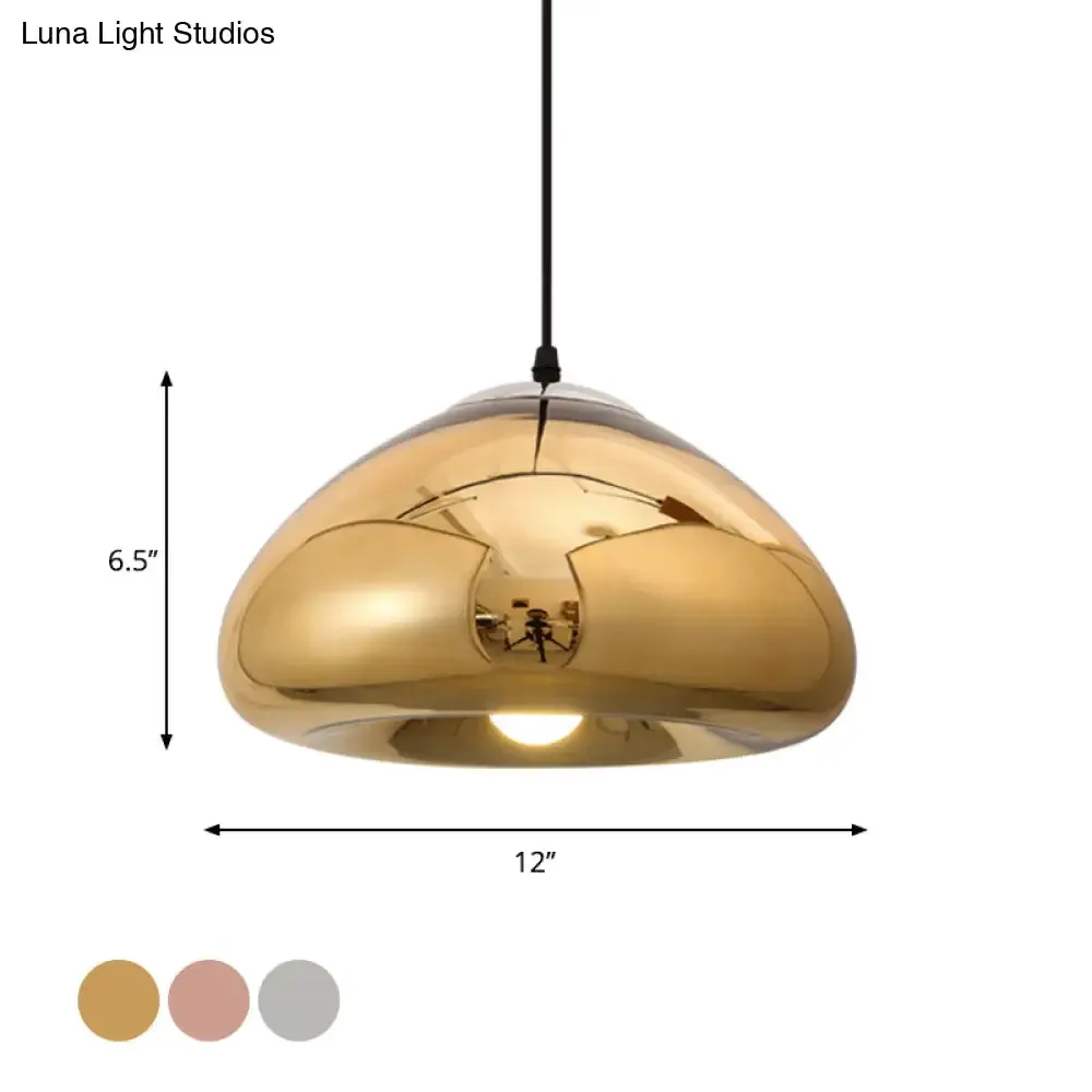 7"/12" Doublewalled Pendant Lighting Postmodern Glass Suspension Lamp - Silver/Gold/Bronze