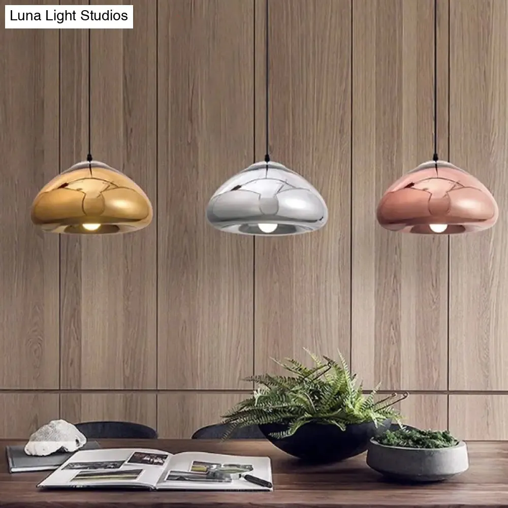 7"/12" Doublewalled Pendant Lighting Postmodern Glass Suspension Lamp - Silver/Gold/Bronze