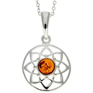 925 Sterling Silver & Baltic Amber Celtic Pendant - GL376