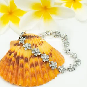 925 Sterling Silver Plumerias Bracelets For Girls, Women. Handmade, Flexible, Adjustable Tropical Flower Bracelet. Bridal Gift For Her.