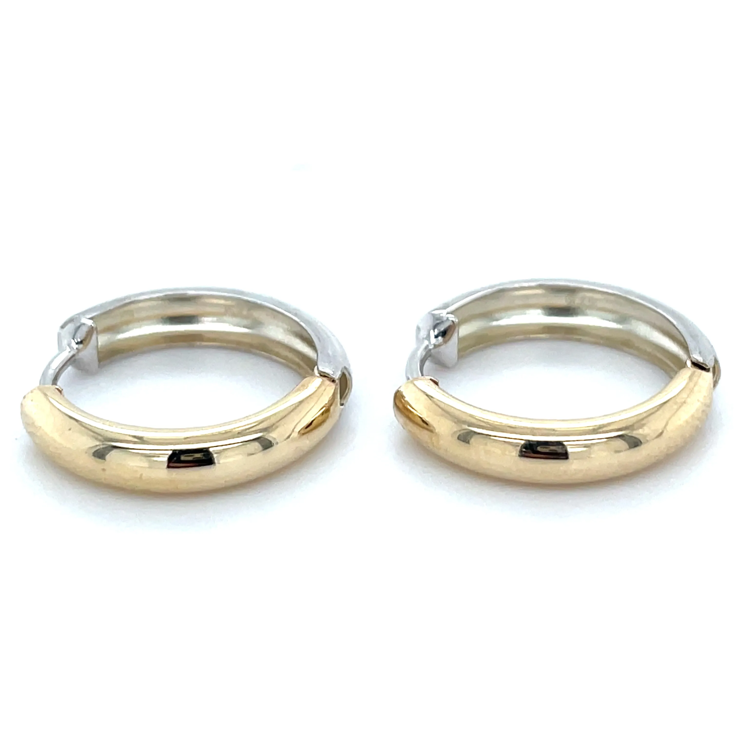 9ct Gold Two Tone Clicker Hoop Earrings