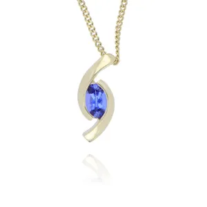 9ct Yellow Gold Oval Eye Tanzanite Necklace