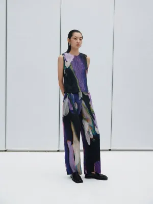 Abstract Crinkled Silk Vest