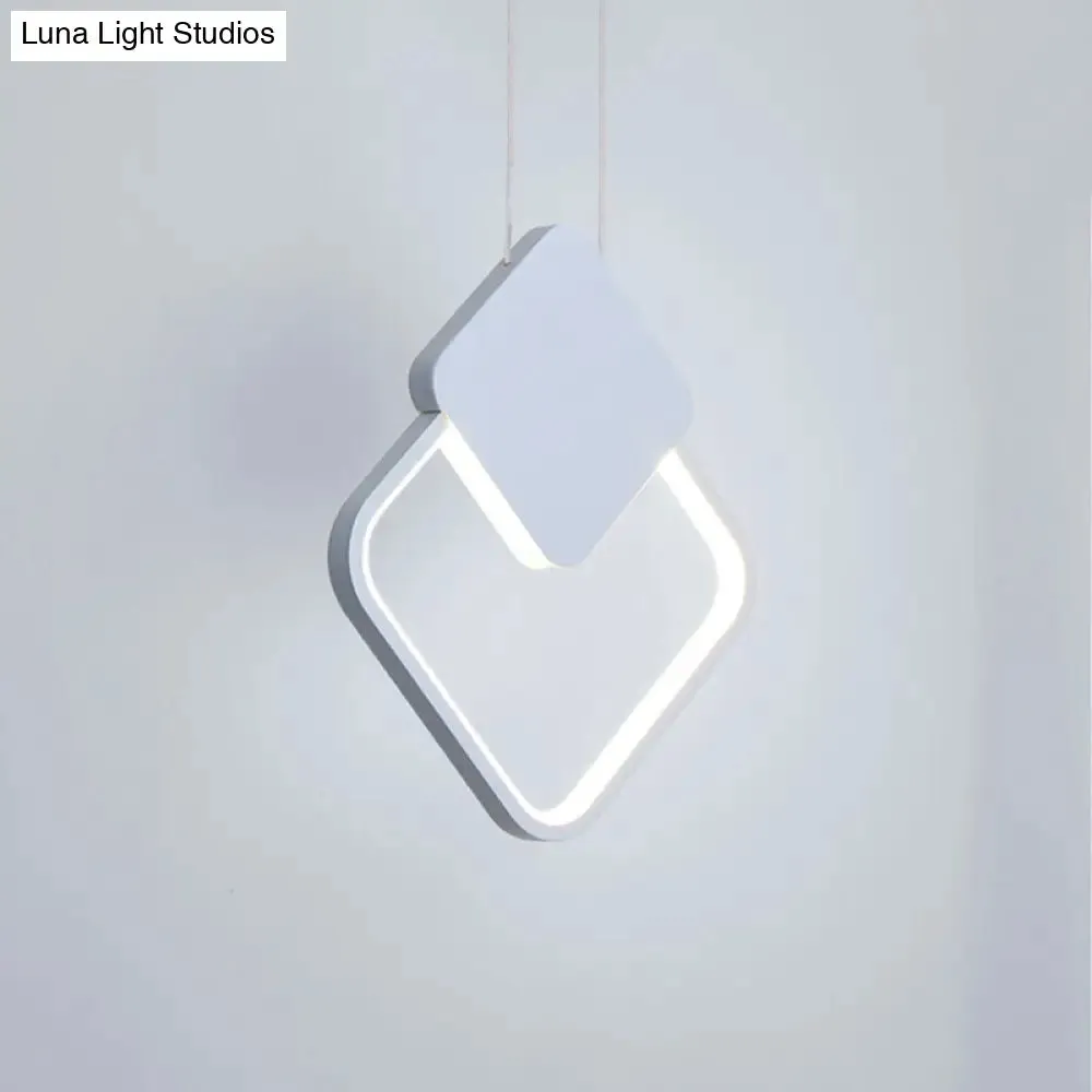 Acrylic LED Square Pendant Light: Modern Hanging Ceiling Lamp for Bedside with White/Black Shades & White/Warm Light