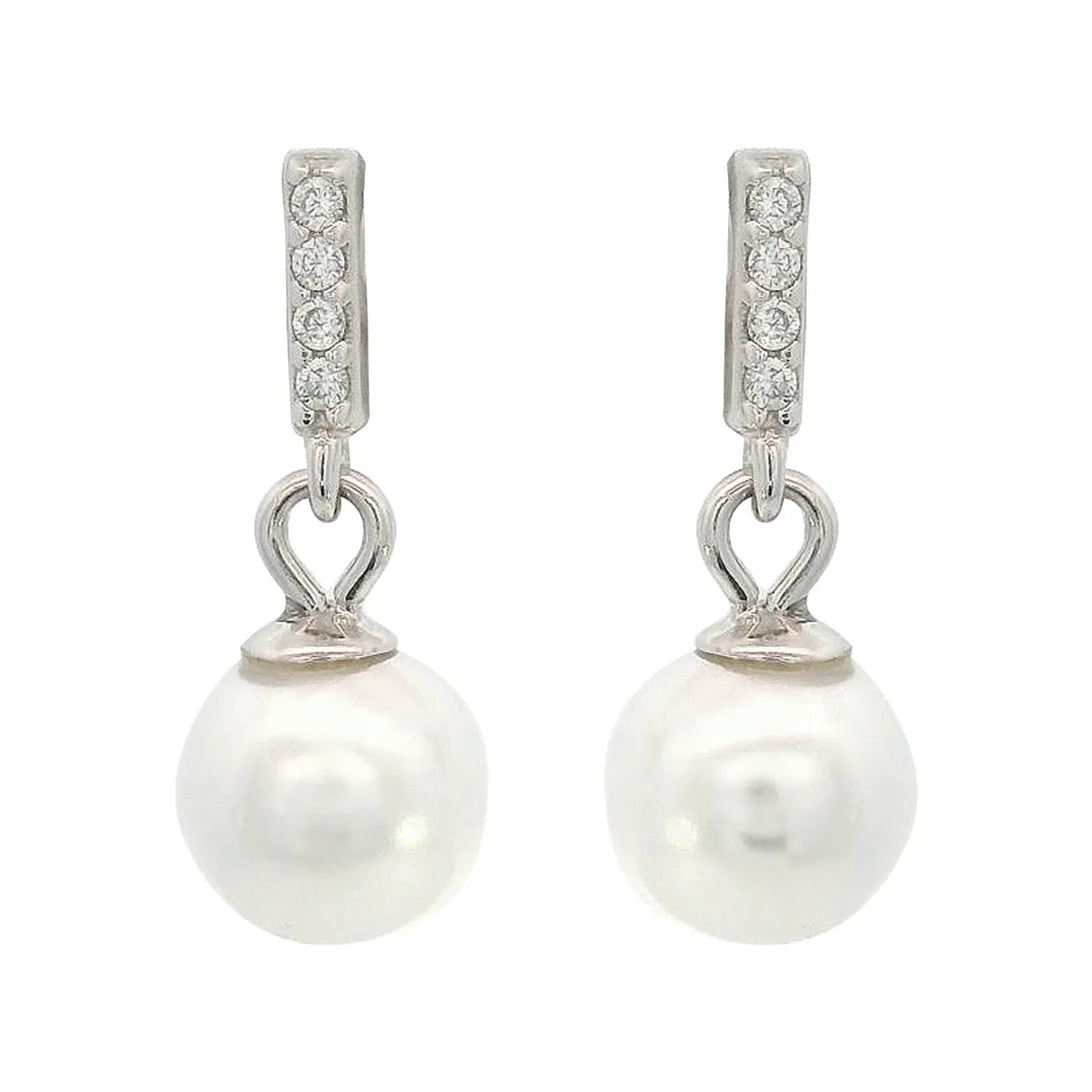 Adagio Effortless Glow Bar Dangle Pearl Earrings Silver