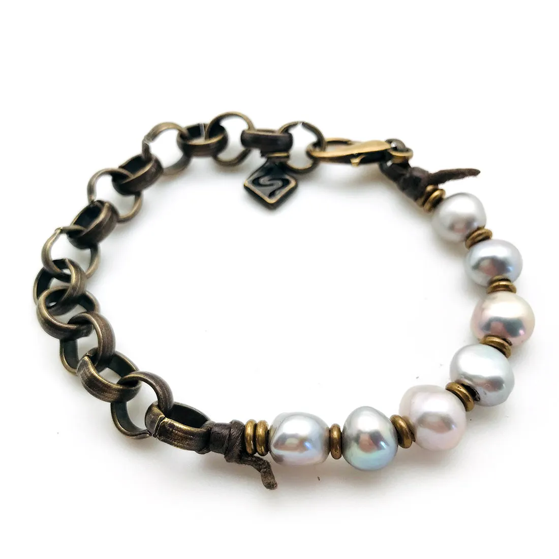 ADIRA Baroque Pearl and Rolo Chain Bracelet