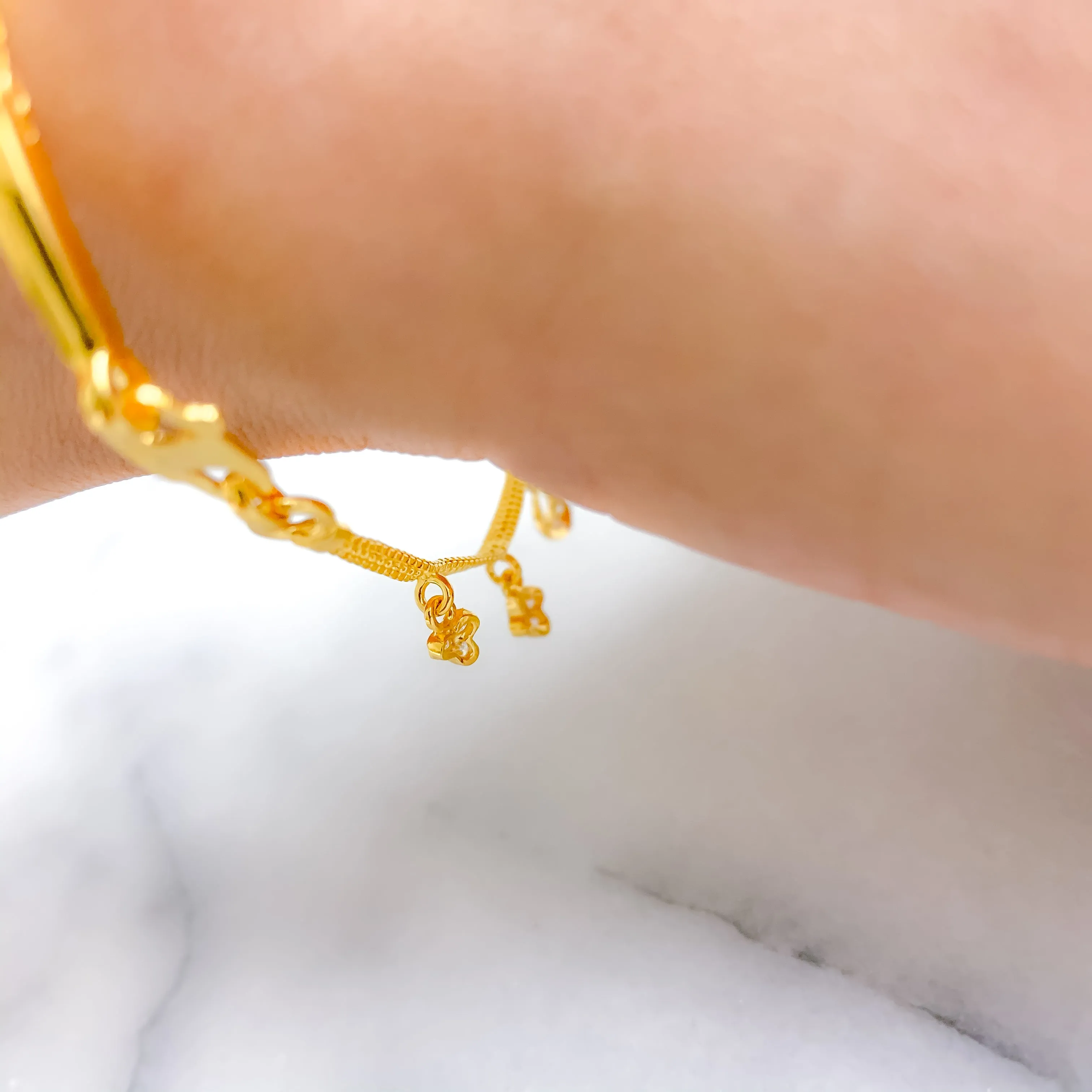 Alternating Petal CZ Charm Bracelet