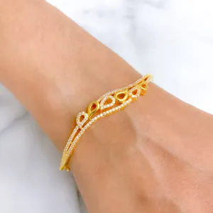 Alternating Petal CZ Charm Bracelet