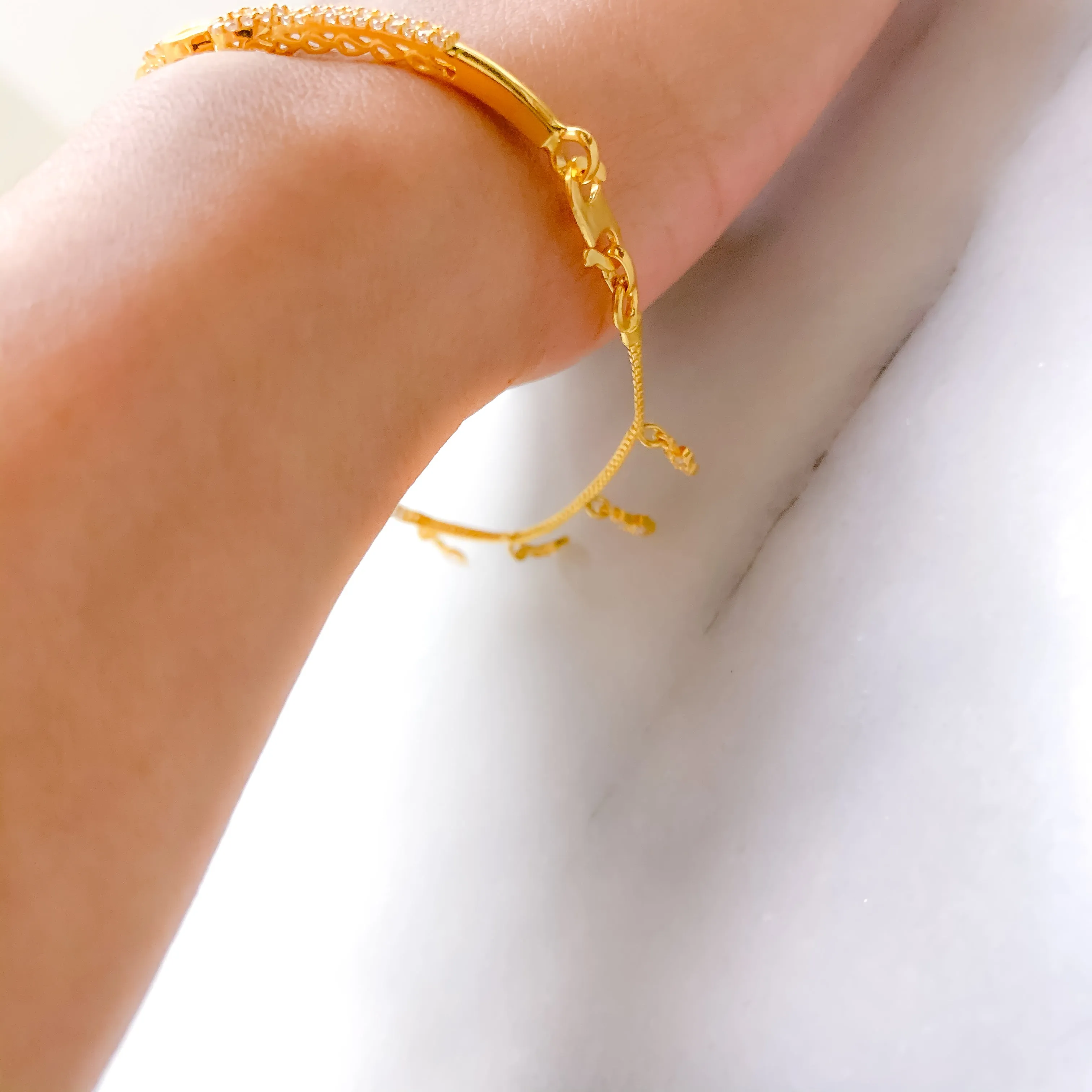 Alternating Petal CZ Charm Bracelet