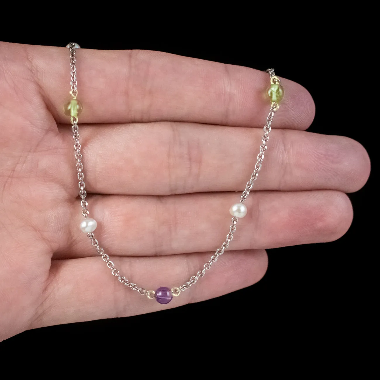 Antique Edwardian Suffragette Chain Necklace Platinum Circa 1915