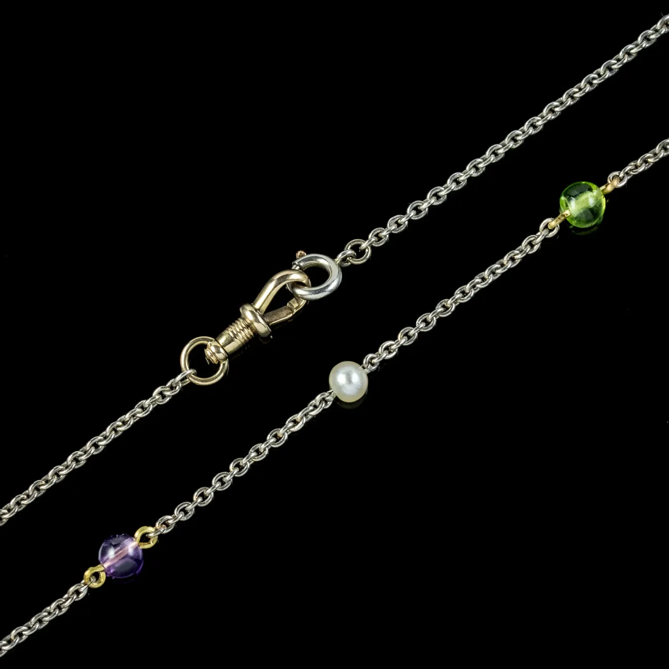 Antique Edwardian Suffragette Chain Necklace Platinum Circa 1915