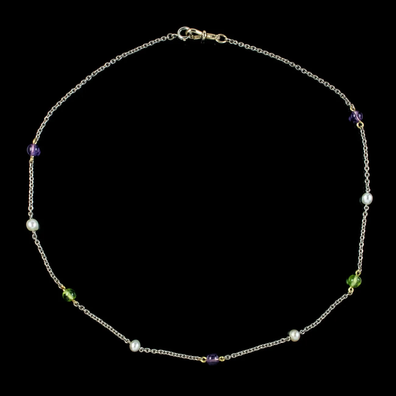 Antique Edwardian Suffragette Chain Necklace Platinum Circa 1915
