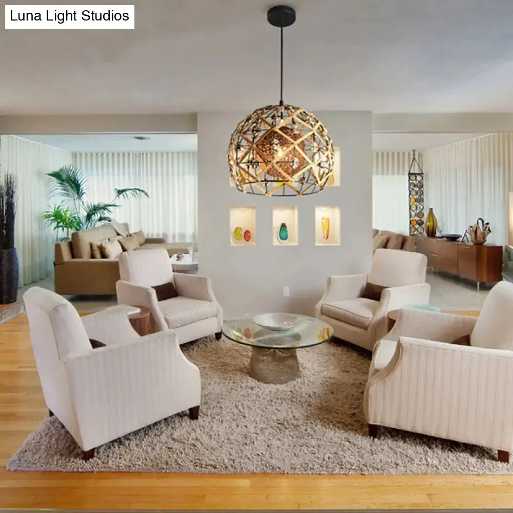 Asian Style Beige Pendant Light with Metal & Rope for Cottage