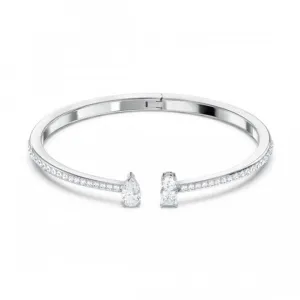 Attract White Rhodium Plated Cuff Bangle