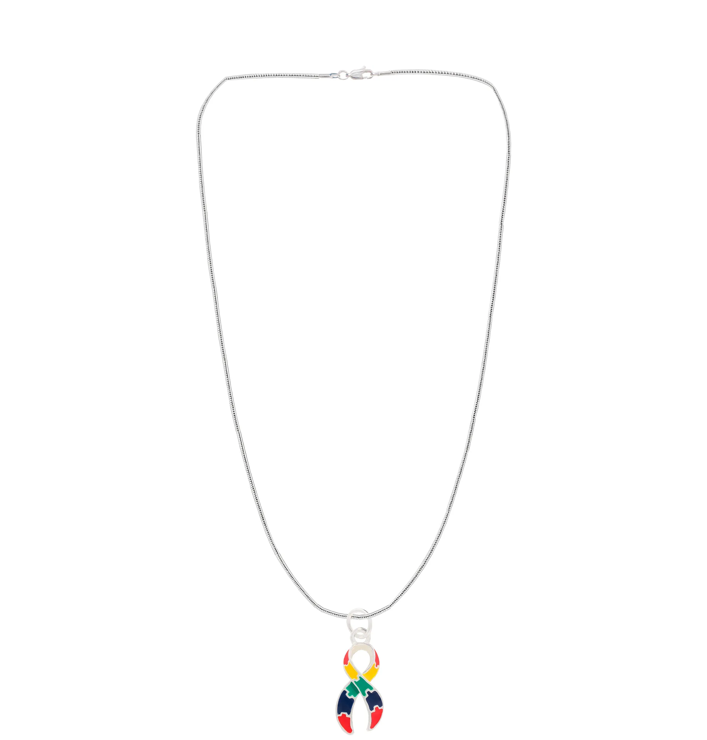 Autism Ribbon Charm Necklaces