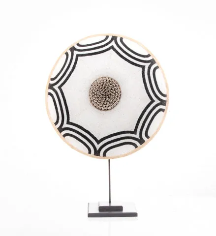 Beaded Cameroon Shield Black & White | Octagon Design