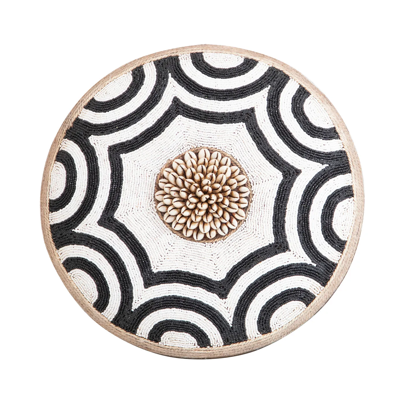 Beaded Cameroon Shield Black & White  on stand | Octagon Design