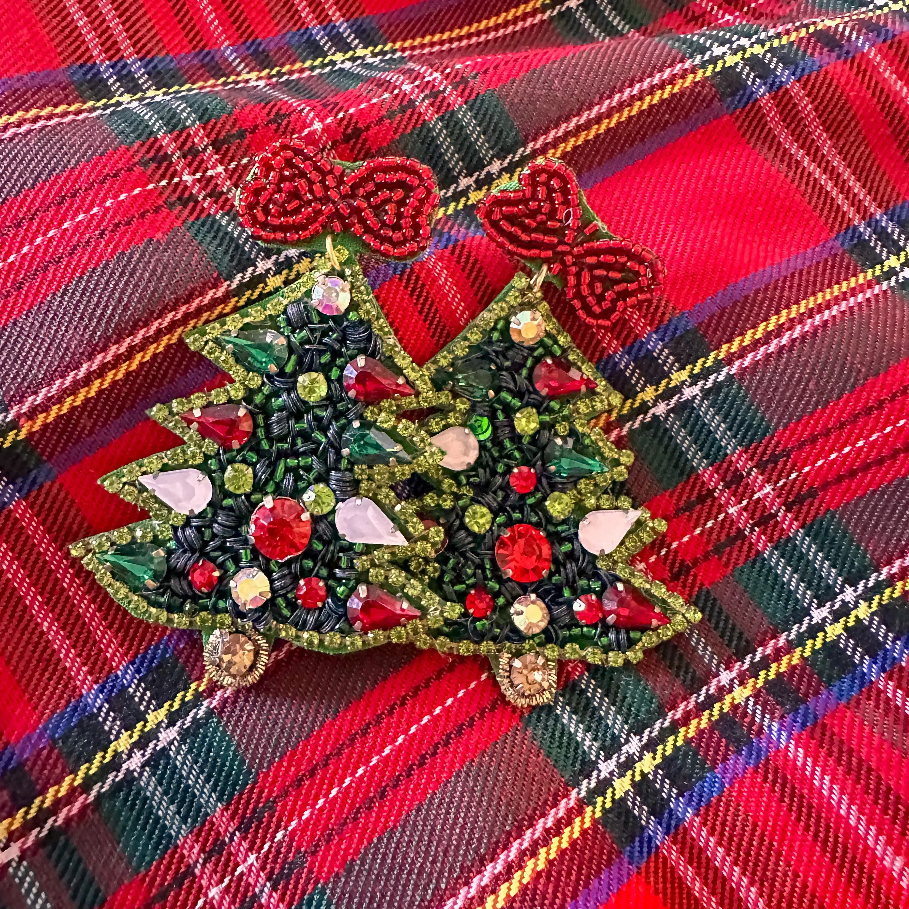 Beaded Christmas Trees Earrings