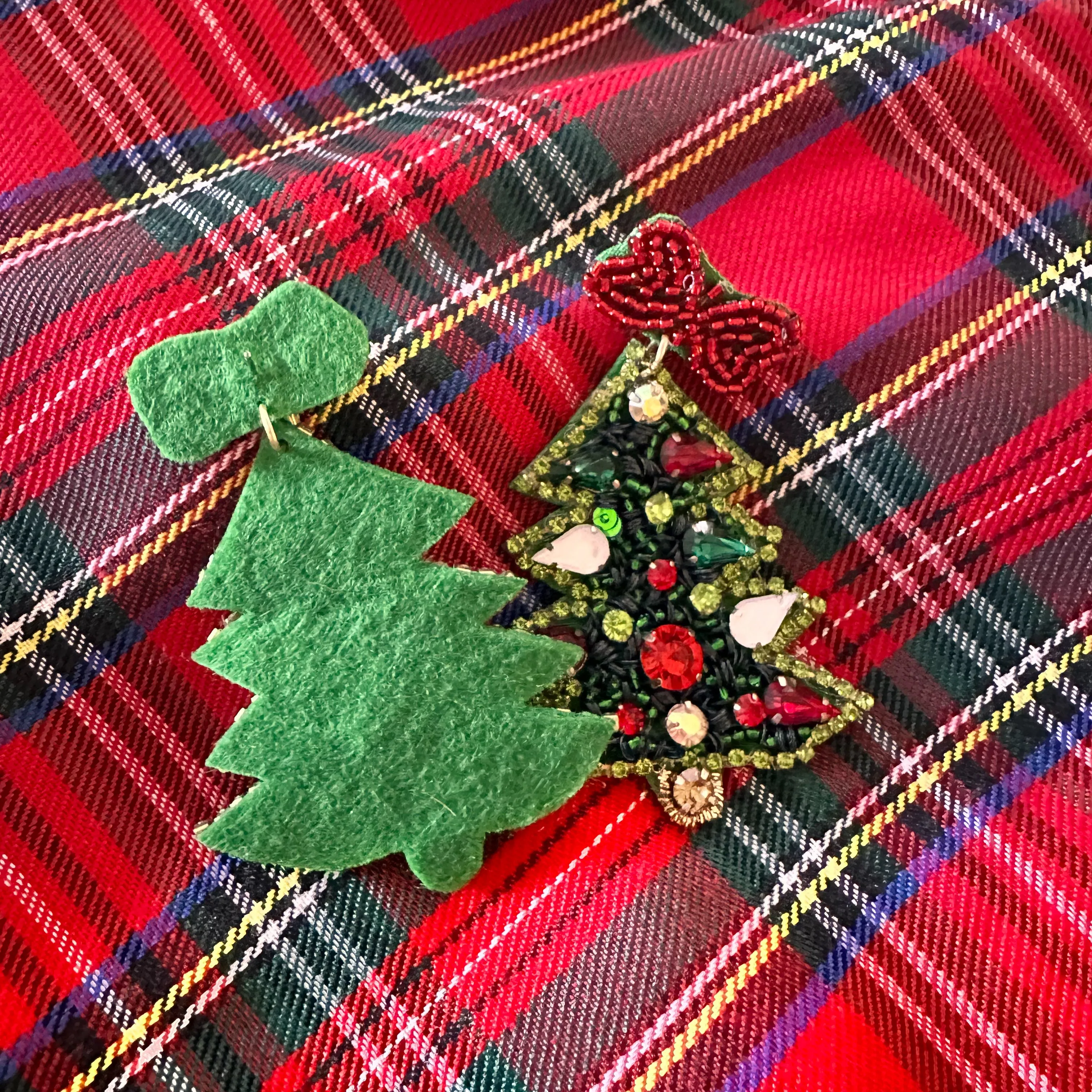 Beaded Christmas Trees Earrings