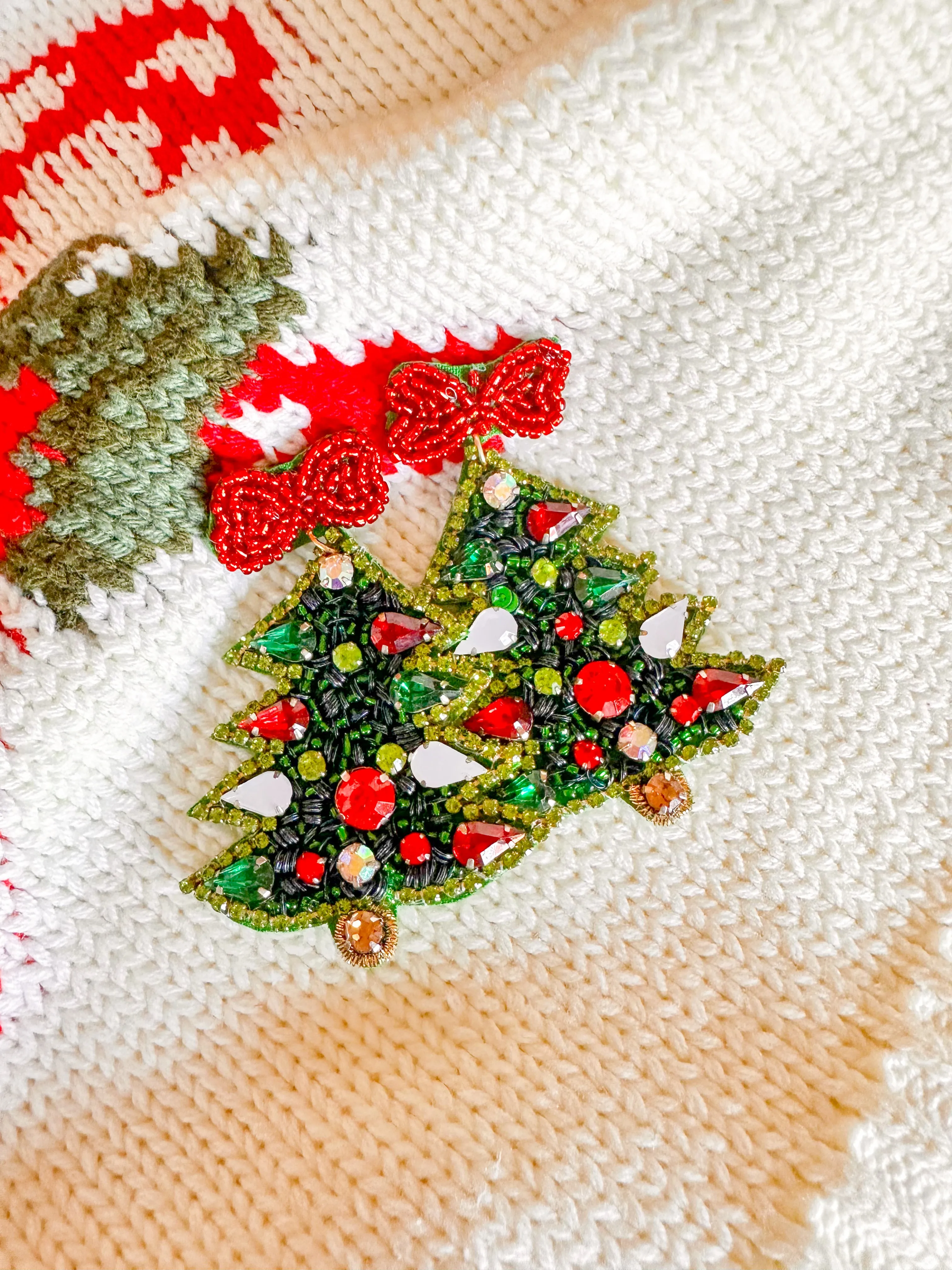 Beaded Christmas Trees Earrings