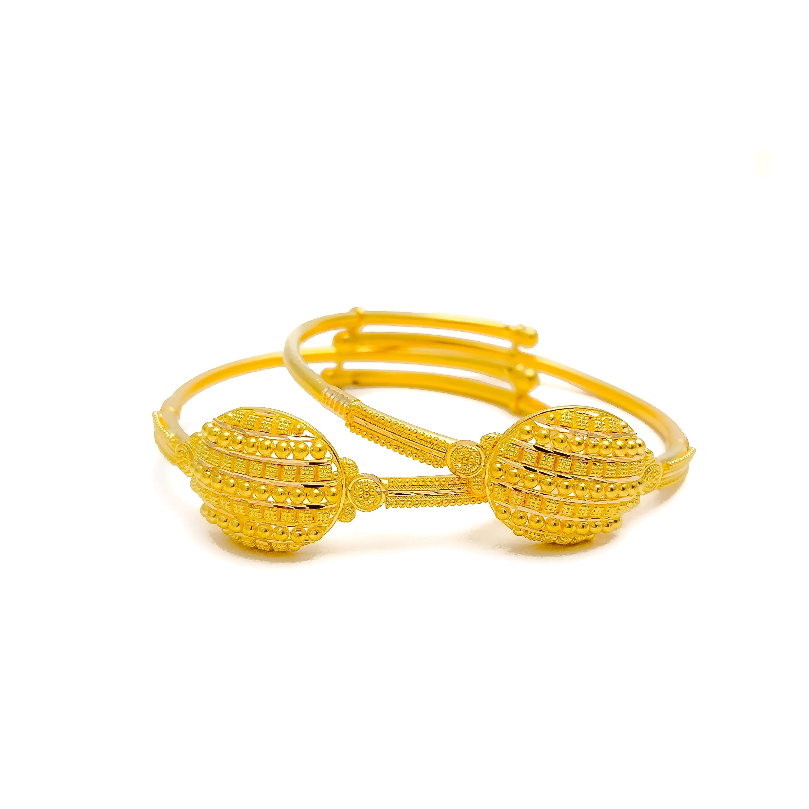 Beaded Striped 22k Gold Baby Bangles