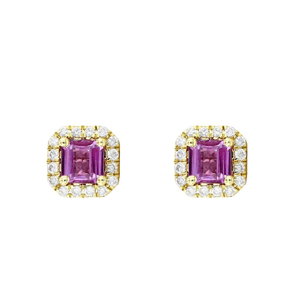 Bijou Collection 0.98ct Pink Sapphire & Diamond Cushion Halo Earrings
