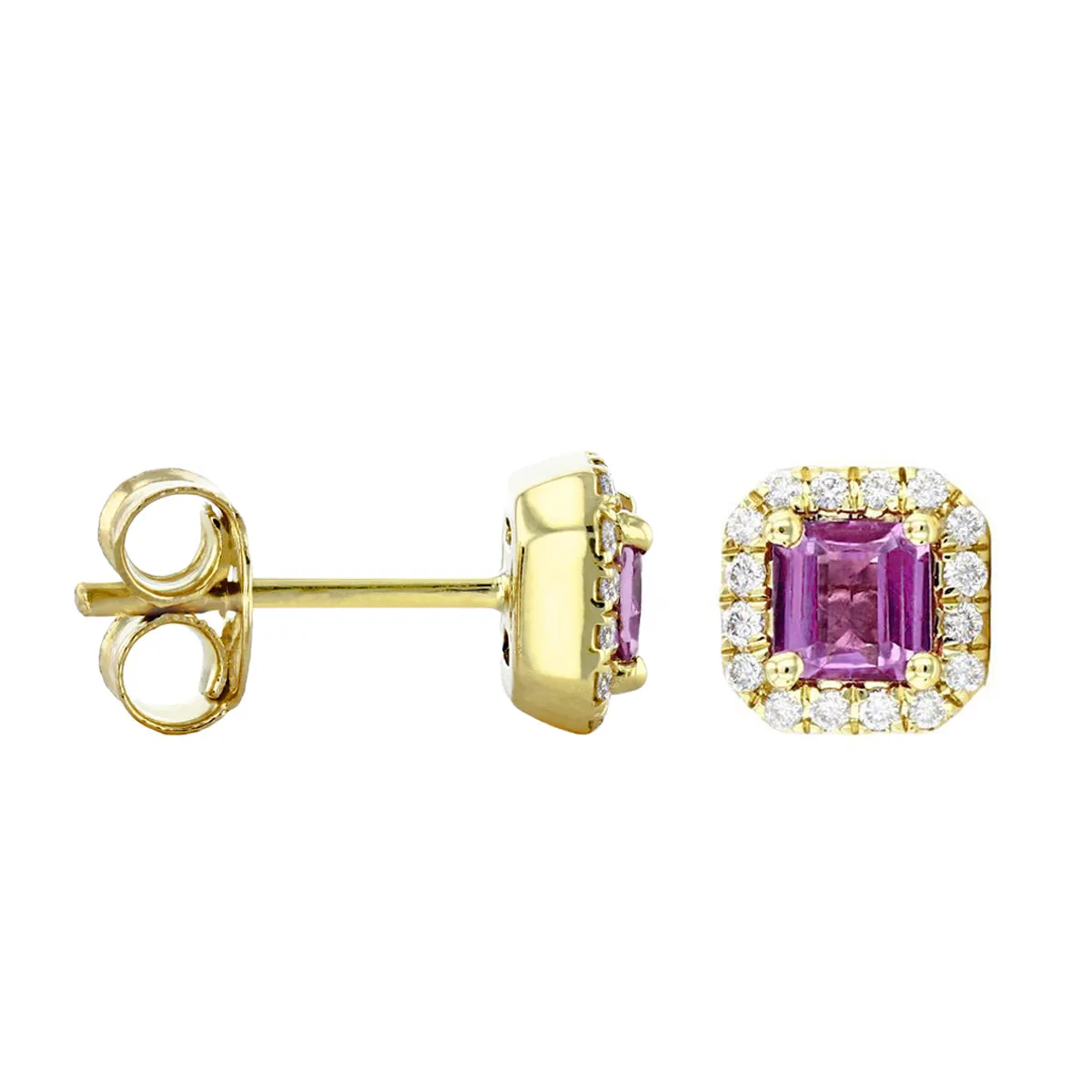 Bijou Collection 0.98ct Pink Sapphire & Diamond Cushion Halo Earrings