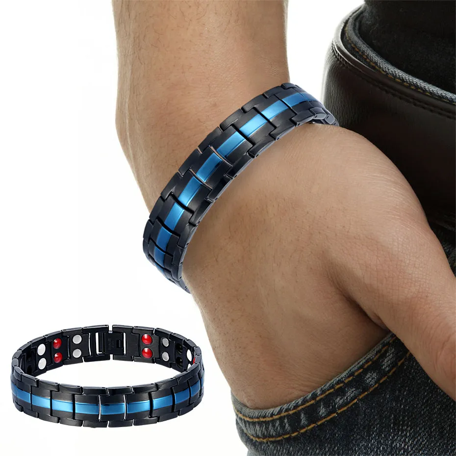 Blue & Black Stainless Steel Magnetic Bracelets