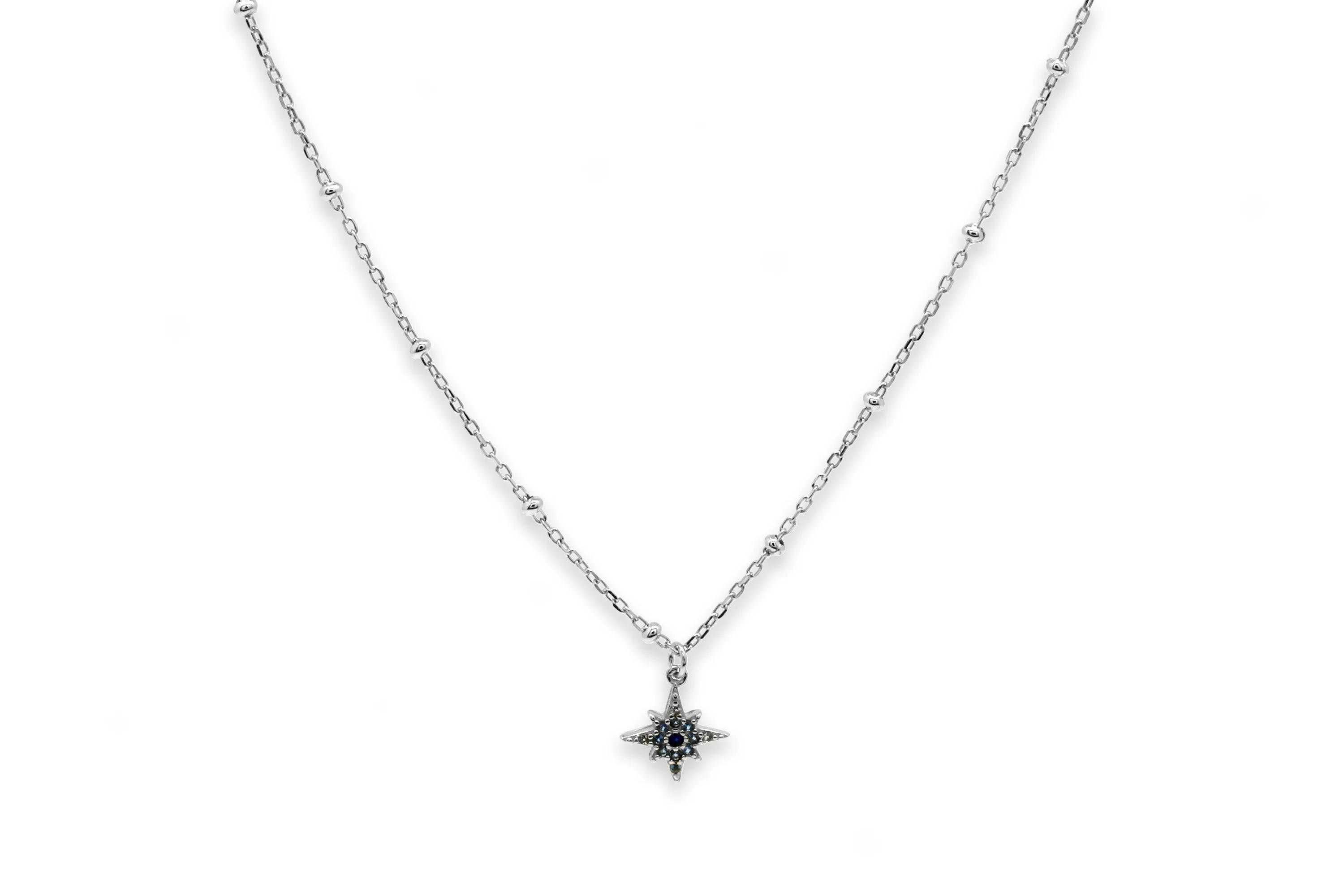 Blue Ombre CZ Sterling Silver Star Necklace
