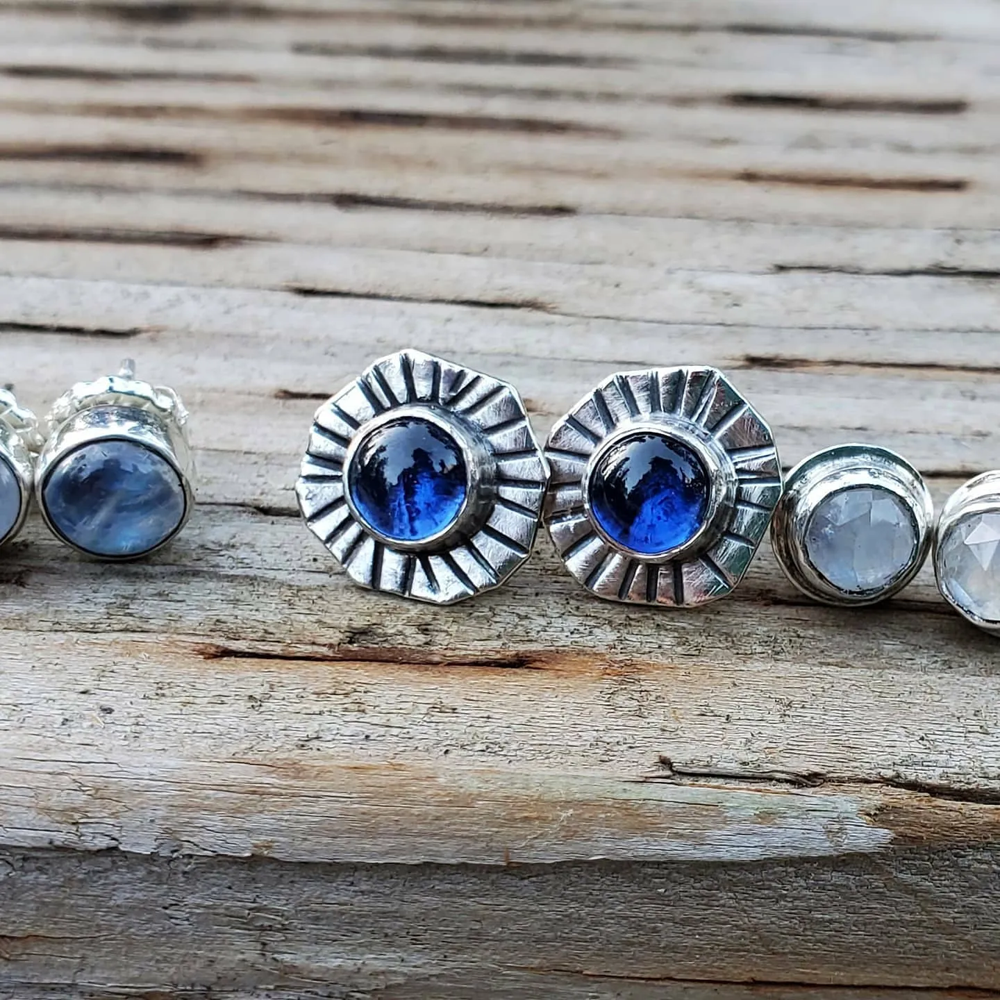 Blue Sapphire Sterling Silver Stud Post Earrings