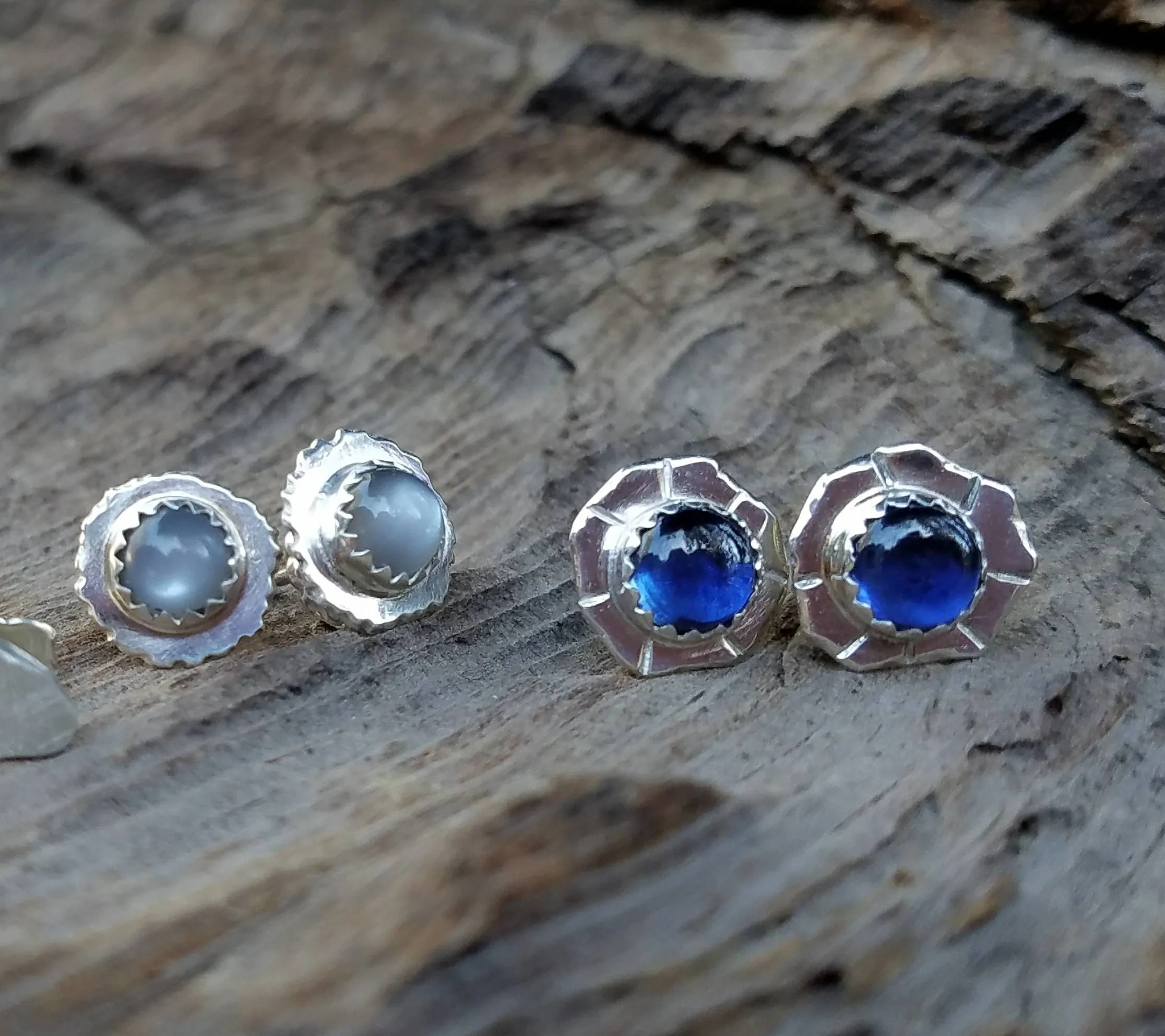 Blue Sapphire Sterling Silver Stud Post Earrings