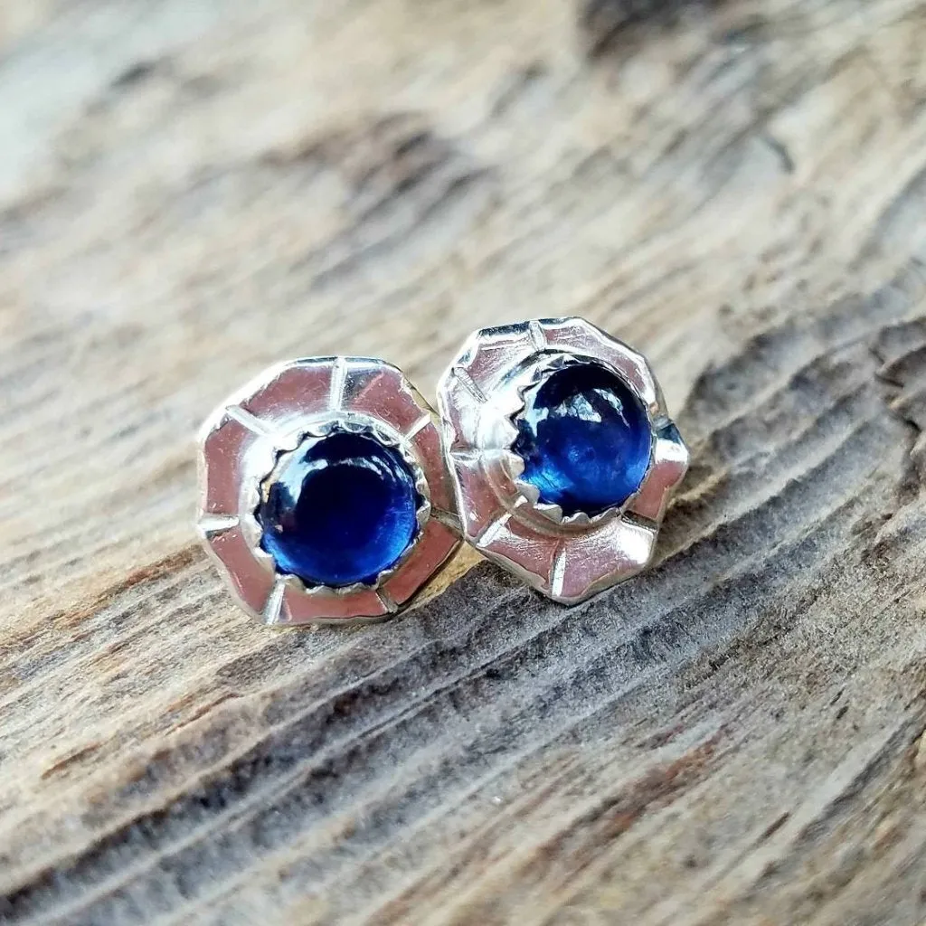 Blue Sapphire Sterling Silver Stud Post Earrings