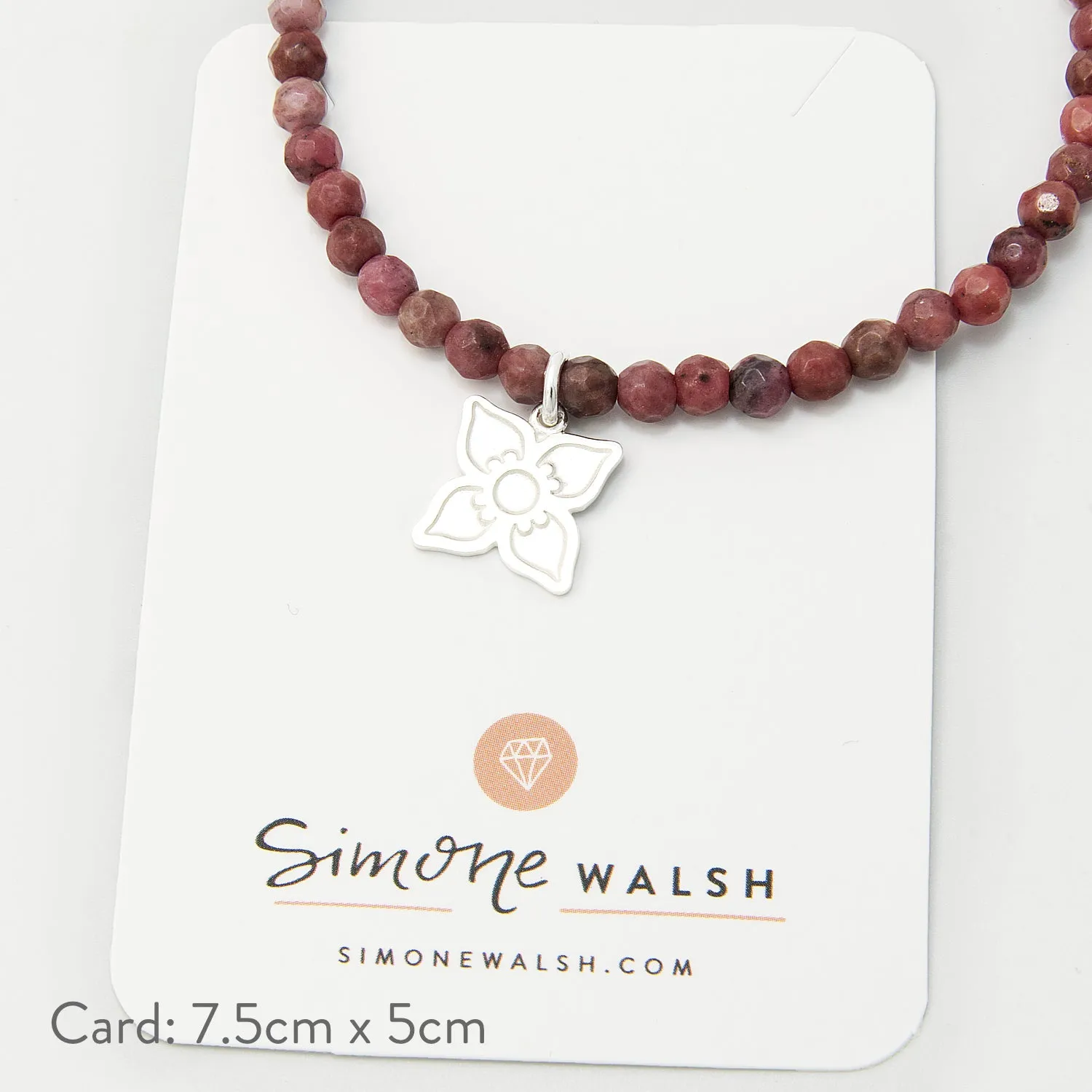Boronia Flower on Rhodonite Beaded Bracelet