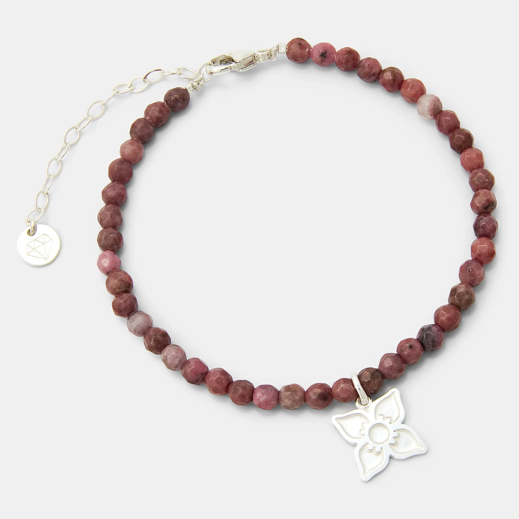 Boronia Flower on Rhodonite Beaded Bracelet
