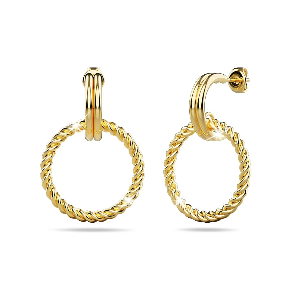 Boxed 2 Pairs of Chic Earrings Set in Gold
