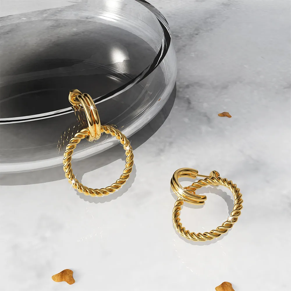 Boxed 2 Pairs of Chic Earrings Set in Gold