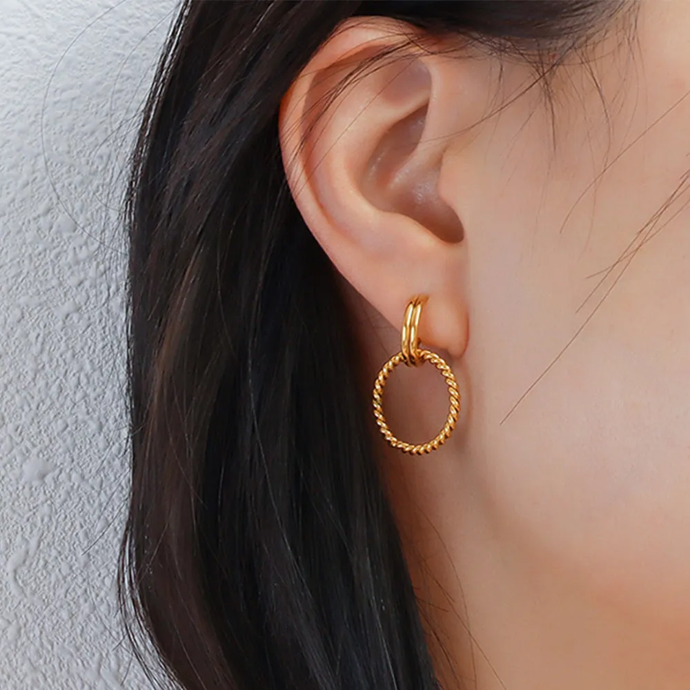 Boxed 2 Pairs of Chic Earrings Set in Gold