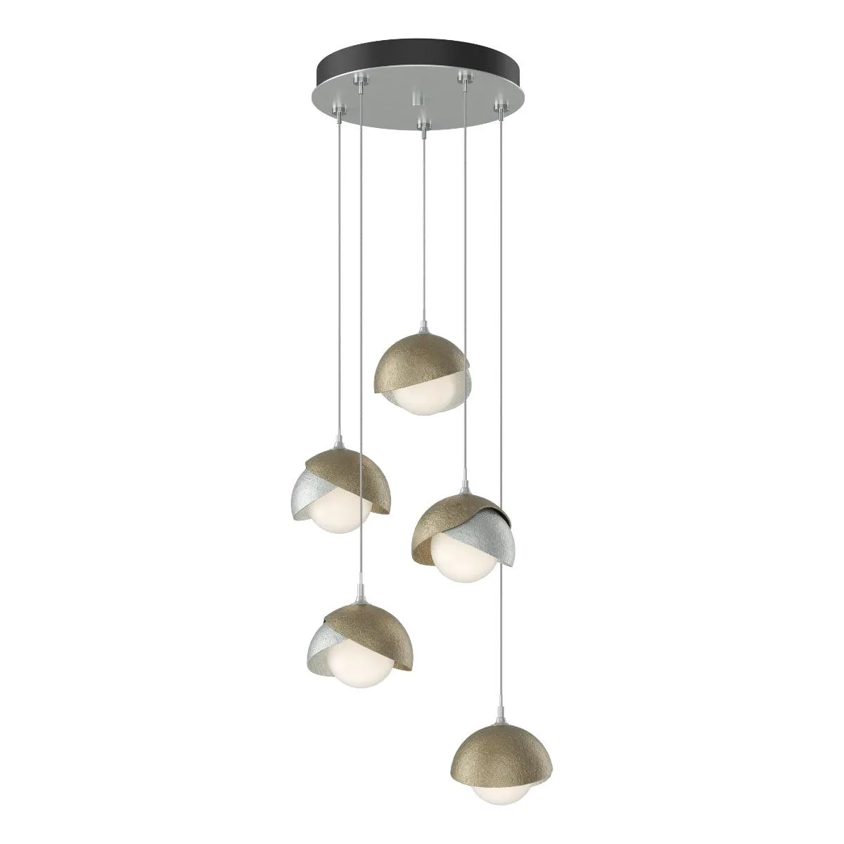 Brooklyn 16 in. 5 lights Standard Pendant Light Vintage Platinum Finish White