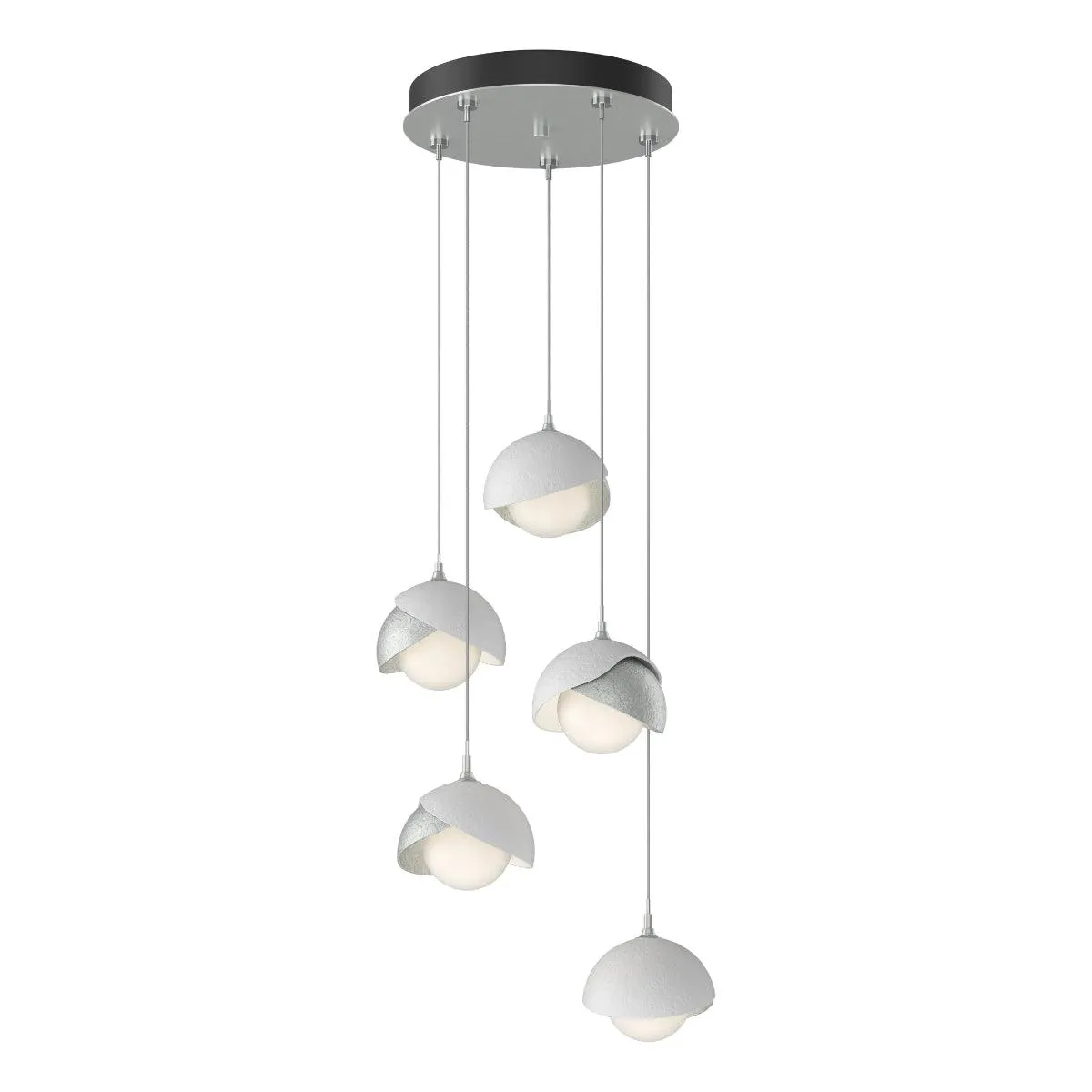 Brooklyn 16 in. 5 lights Standard Pendant Light Vintage Platinum Finish White