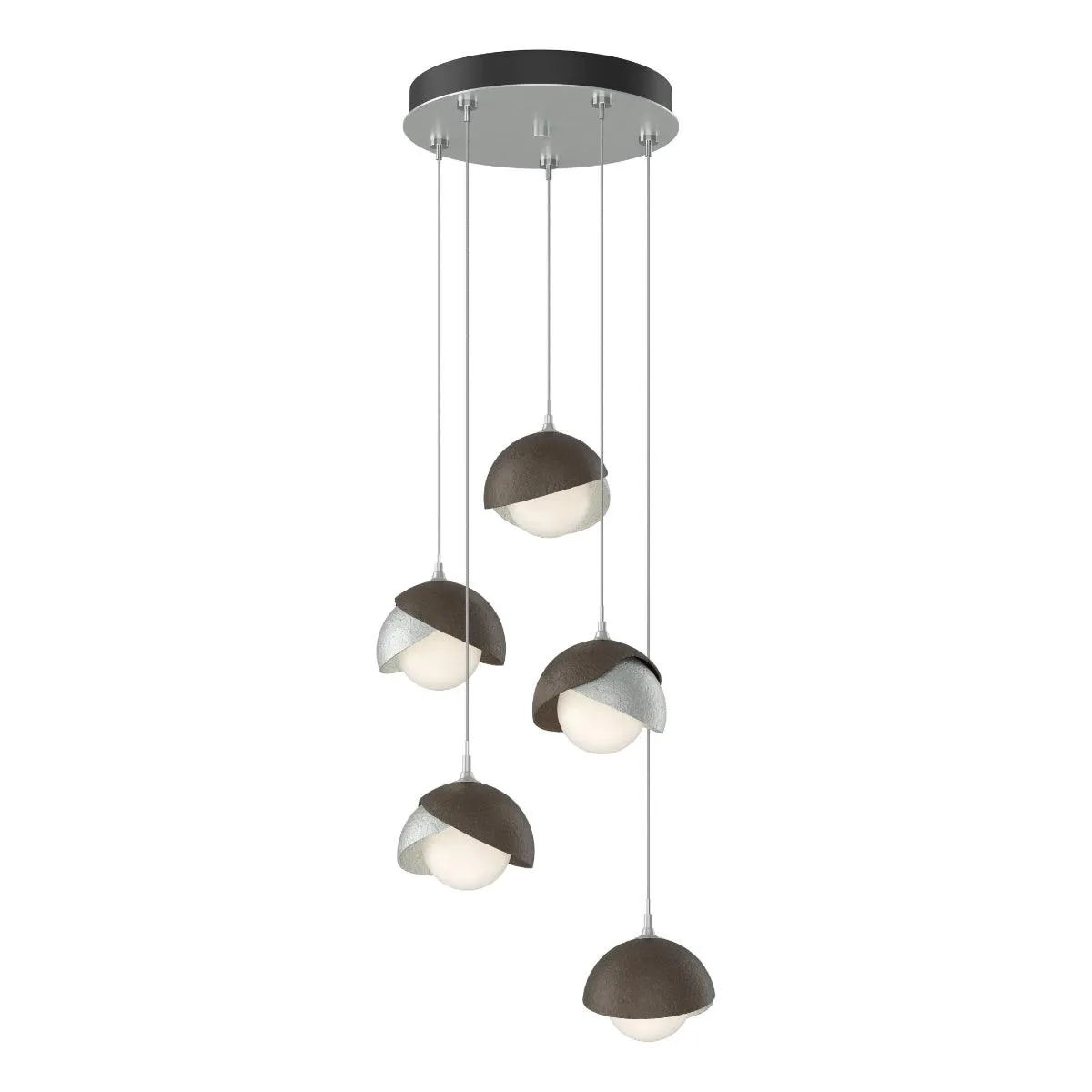 Brooklyn 16 in. 5 lights Standard Pendant Light Vintage Platinum Finish White